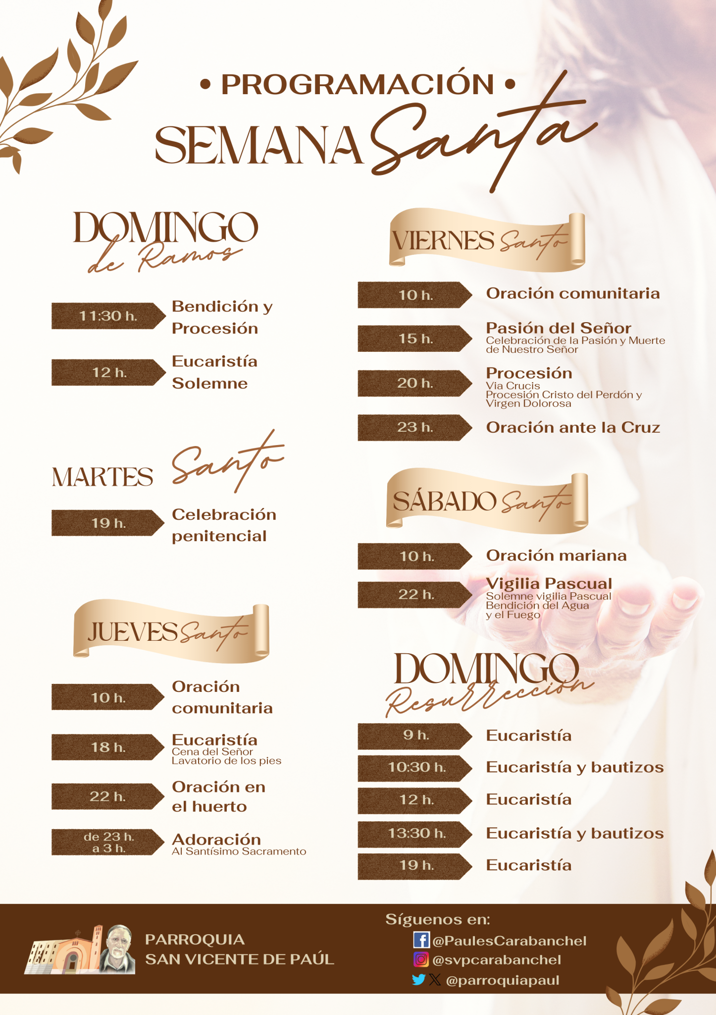 Horarios Semana Santa 2026 - Parroquia San Vicente de Paúl